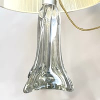 Image 6 of Lampe pied en cristal vintage 1960 et abat-jour en ruban d'organza beige