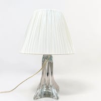 Image 3 of Lampe pied en cristal vintage 1960 et abat-jour en ruban d'organza beige