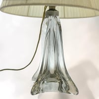Image 7 of Lampe pied en cristal vintage 1960 et abat-jour en ruban d'organza beige