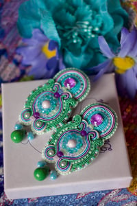 Image 1 of Cold Rainbow - Grandes et incroyables boucles d'oreilles à Clips - Fermoirs Argentés