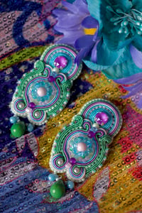 Image 7 of Cold Rainbow - Grandes et incroyables boucles d'oreilles à Clips - Fermoirs Argentés