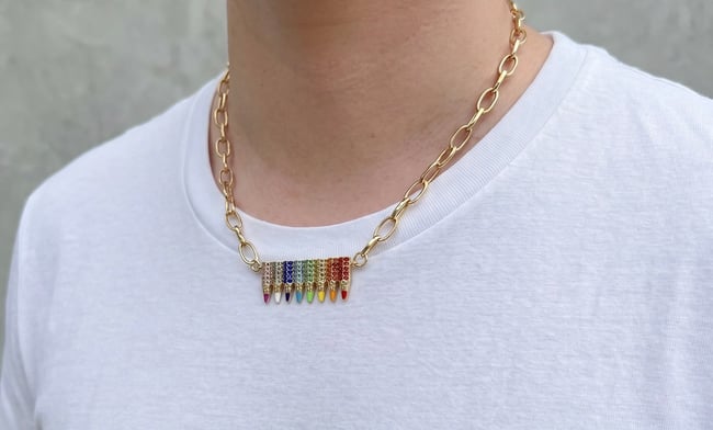 colorful pencil crystal necklace 