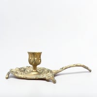 Image 10 of Ancien bougeoir à main en bronze fin XIXe - style Louis XV - bougeoir rat de cave décor rocaille