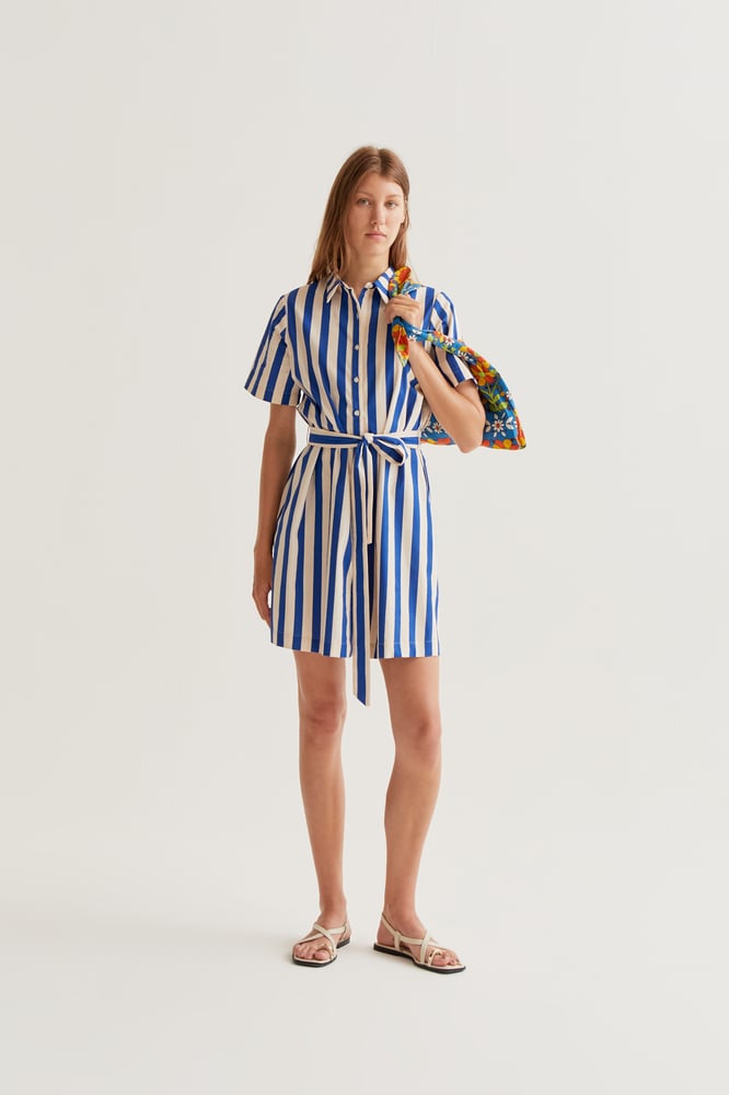 Image of Vestido rayas azules.