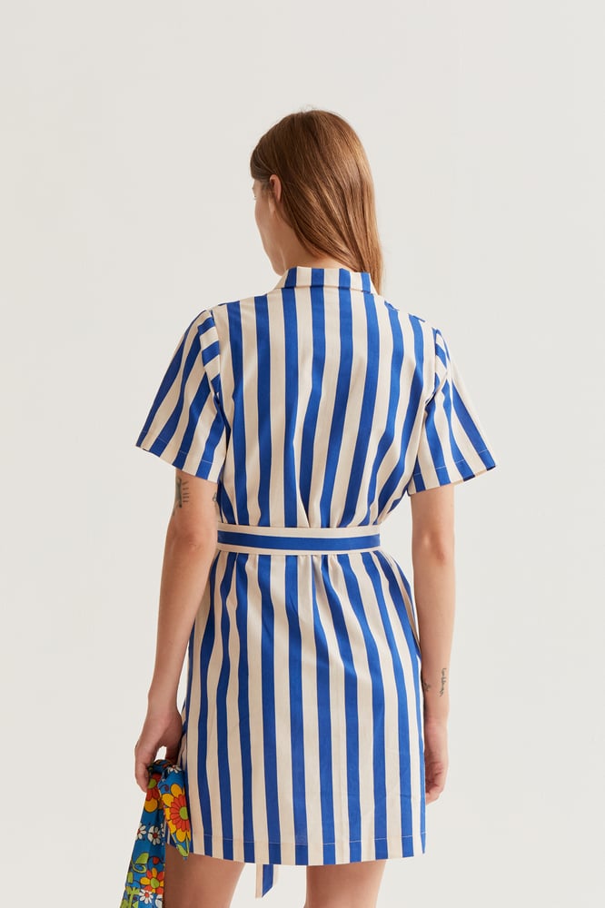 Image of Vestido rayas azules.