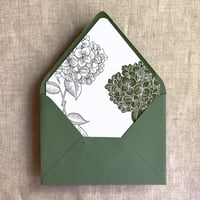Image 1 of Moss hydrangea floral printed envelope liner for A7envelope PACK o...