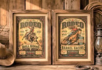 Image 1 of Vintage Style Rodeo Art Prints in Mount