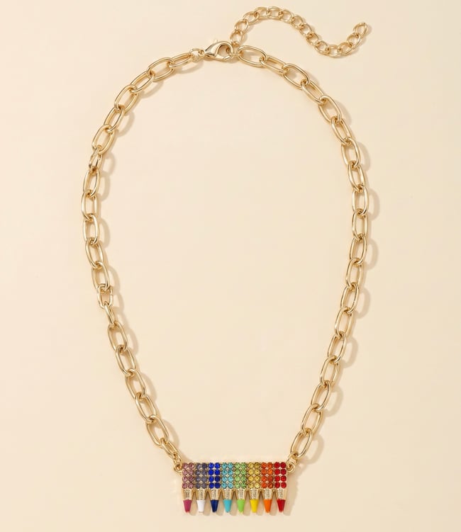 colorful pencil crystal necklace 