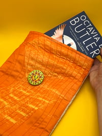 Image 3 of Somnium x Celestial Collections: Medium Orange Book Bag with Landscape Print and Sun Button