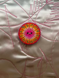 Image 3 of Somnium x Celestial Collections: Small Light Pink Book Bag with Sigil Print and Zodiac Button