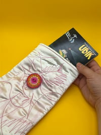 Image 5 of Somnium x Celestial Collections: Small Light Pink Book Bag with Sigil Print and Zodiac Button