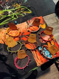 Image 1 of Faux leather spiked bracelets, adjustable 