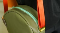 Image 5 of Winnie Handbag in Green Vinyl with Orange Strap