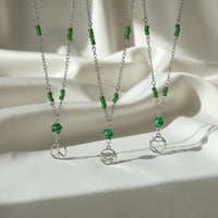 Image 1 of Green and silver dainty necklace 