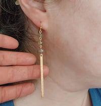 Image 5 of Slim Bar + Labradorite Earrings