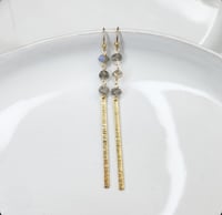 Image 1 of Slim Bar + Labradorite Earrings