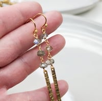 Image 3 of Slim Bar + Labradorite Earrings