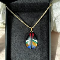 Image 2 of Geometric gemstone teardrop necklace 