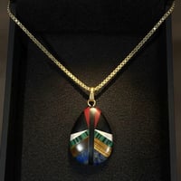 Image 1 of Geometric gemstone teardrop necklace 
