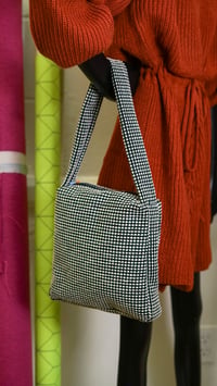 Image 1 of Shoulder Bag in Black and White Polka Dots
