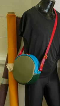 Image 4 of Colorblock Winnie Handbag with Red Strap
