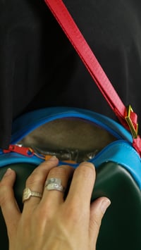 Image 5 of Colorblock Winnie Handbag with Red Strap