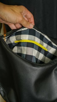 Image 5 of Crescent Handbag in Black Faux Leather
