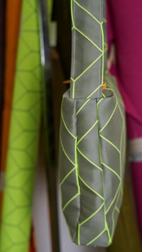 Image 4 of Shoulder Bag in Geometric Grey Neon Print