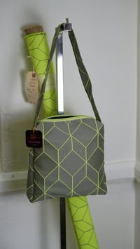 Image 1 of Shoulder Bag in Geometric Grey Neon Print