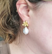 Image 3 of Pearls + Orchids Earrings