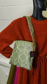 Image 2 of Shoulder Bag in Geometric Grey Neon Print