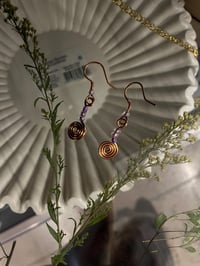 Image 1 of Pure copper wire drop dangle beaded handmade earrings 