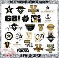 Image 1 of Vanderbilt Commodores University Designs. SVG Files, Cricut, Studio, Digital Cut Files