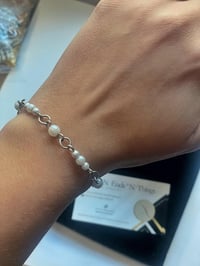 Image 5 of Faux pearl and stainless steel necklace, bracelet and earrings set
