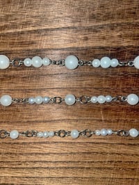 Image 3 of Faux pearl and stainless steel necklace, bracelet and earrings set