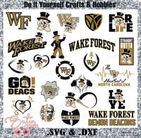 Image 1 of Wake Forest Demon Deacons University Designs. SVG Files, Cricut, Studio, Digital Cut Files