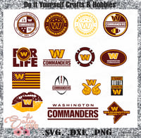 Image 1 of Washington Commanders Design Set SVG Files, NFL Football - Cricut, Studio, Digital Cut Files