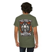 Image 4 of Dartitis Skull Shirt – Funny Flaming Dartboard Graphic Tee for Dart Players, Cotton Unisex T-Shirt