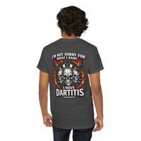 Image 5 of Dartitis Skull Shirt – Funny Flaming Dartboard Graphic Tee for Dart Players, Cotton Unisex T-Shirt