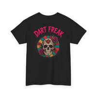 Image 1 of Dart Freak T‑Shirt – Colorful Skull Dartboard Graphic Tee for Dart Players