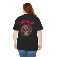 Image 2 of Dart Freak T‑Shirt – Colorful Skull Dartboard Graphic Tee for Dart Players