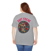 Image 3 of Dart Freak T‑Shirt – Colorful Skull Dartboard Graphic Tee for Dart Players