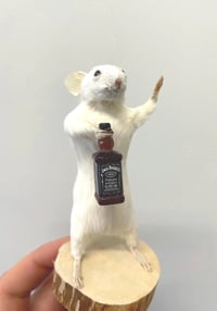 Whiskey Whiskers – Taxidermy Mouse Holding a Bottle of Jack Daniel’s