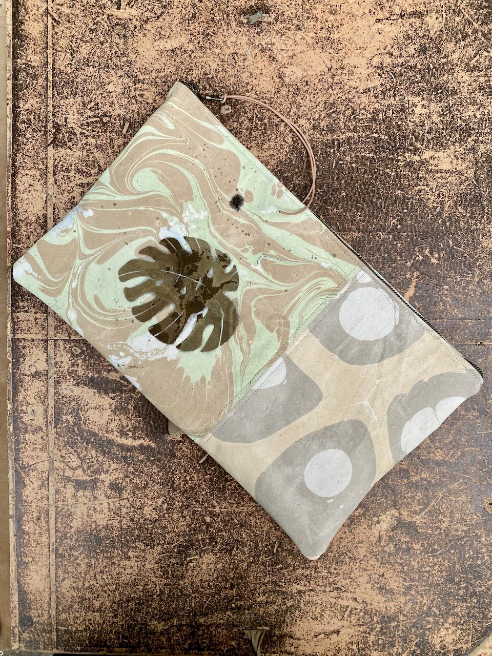 Image of hand marbled one of a kind pouch - no. 02
