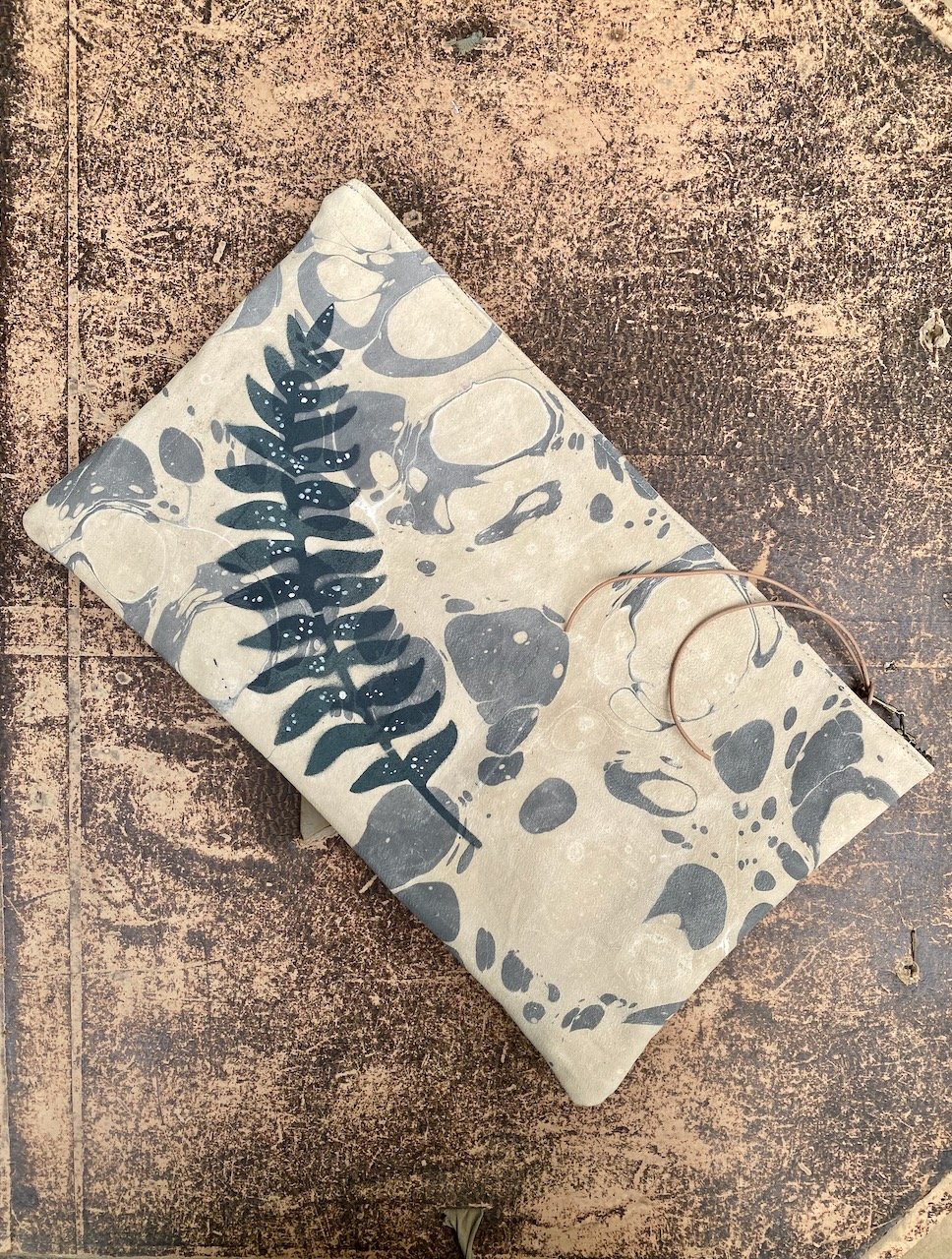 Image of hand marbled one of kind pouch - no. 04