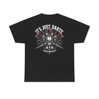 Image 2 of It’s Just Darts T‑Shirt – Skull Dartboard Graphic Tee for Dart Players