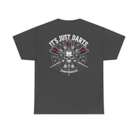 Image 3 of It’s Just Darts T‑Shirt – Skull Dartboard Graphic Tee for Dart Players