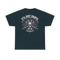 Image 5 of It’s Just Darts T‑Shirt – Skull Dartboard Graphic Tee for Dart Players