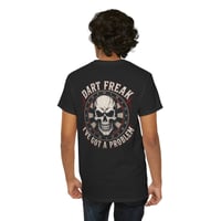 Image 2 of Dart Freak Skull T‑Shirt – Funny Dartboard Graphic Tee for Dart Players