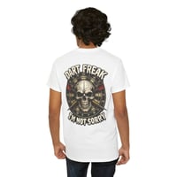 Image 2 of Dart Freak “I’m Not Sorry” T‑Shirt – Skull Dartboard Graphic Tee for Dart Players
